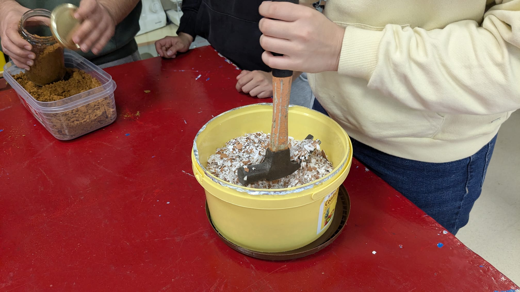 Casca de ovo machacada