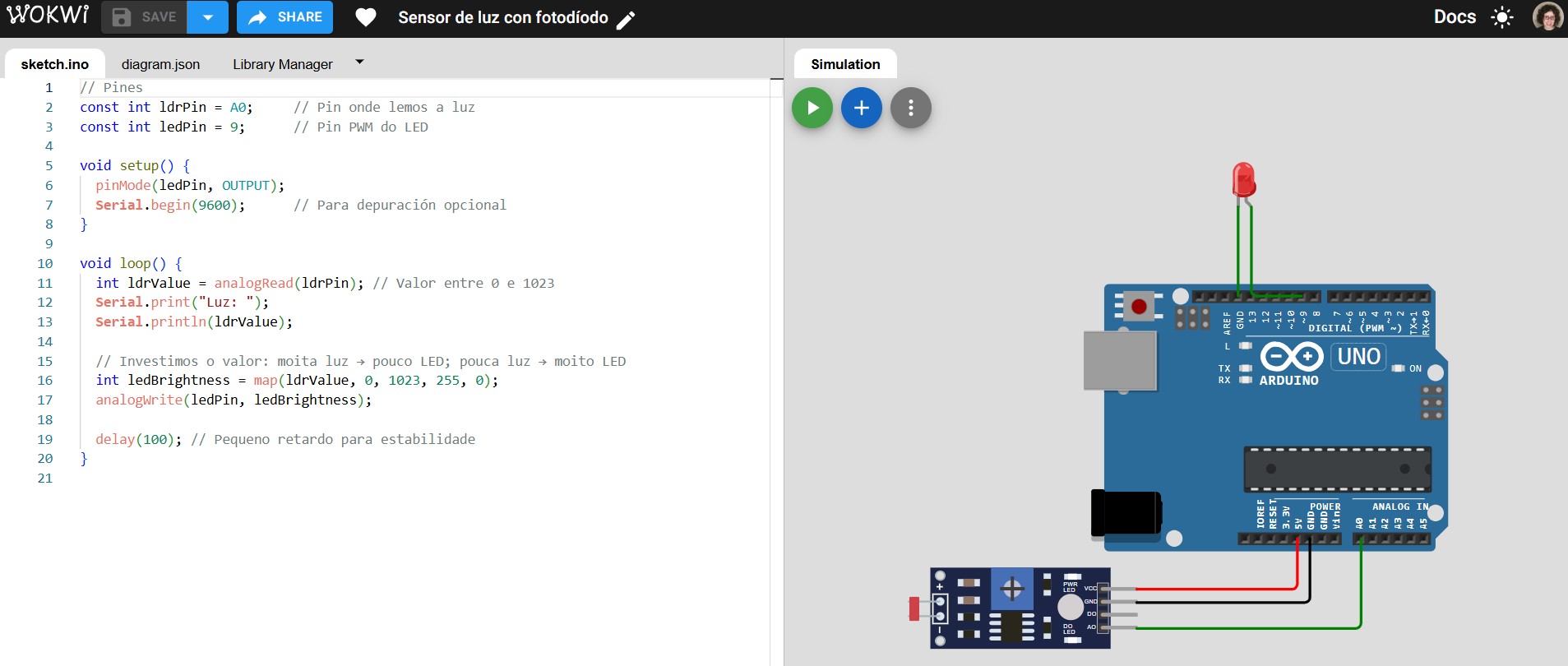 Simulador de circuítos de Wokwi