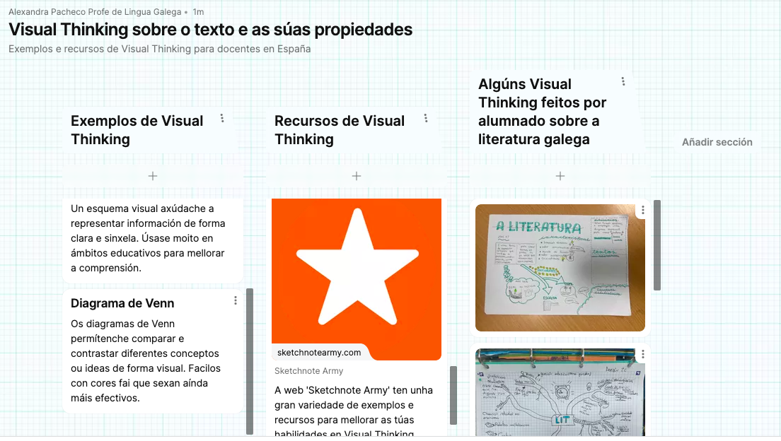 Padlet sobre as propiedades do texto