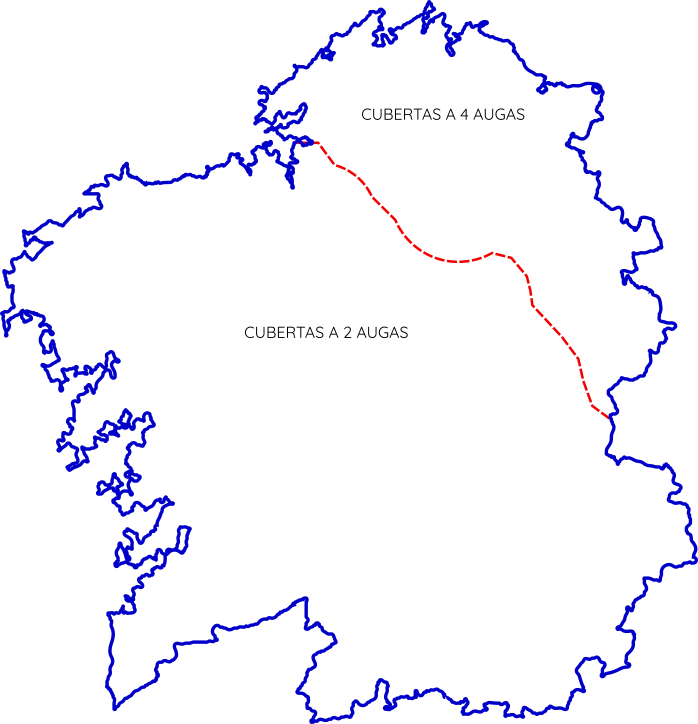 Distribución aproximada de cubertas en Galicia