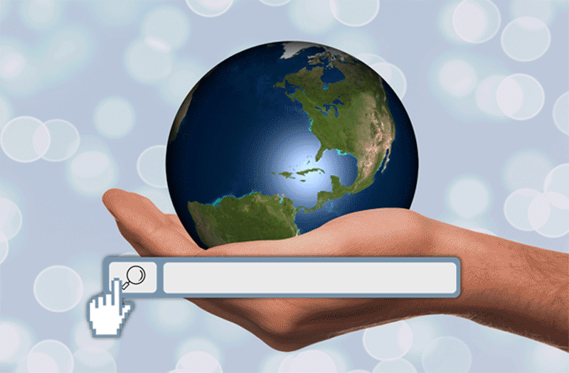 Motor de busca O mundo nas mans, por medio da busca en internet