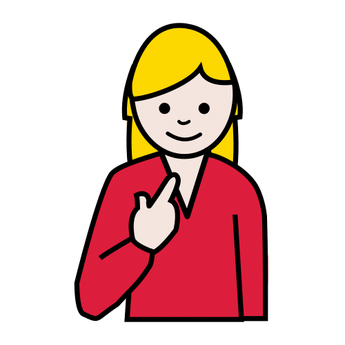 Debuxo dunha nena indicándose a se mesma