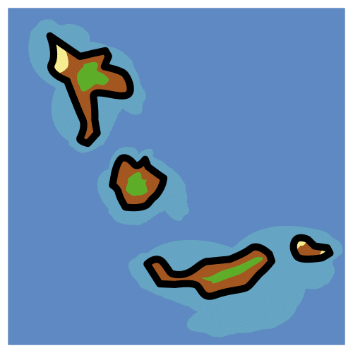 Imaxe de ivarias illas formando un arquipélago