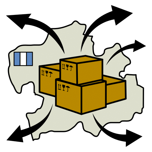 Imaxe de mercadorias e frechas indicando que se exportan