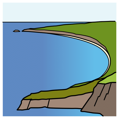 Icona de Arasaac na que se representa a parte de mar que entra na terra.