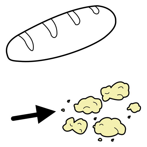 Barra de pan que ten o miolo no interior