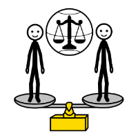 Dereitos humanos (Arasaac) Pictograma que representa os dereitos humanos con dúas persoas sobre unha balanza