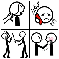 Maltrato (Arasaac) Pictograma con escenas de maltrato