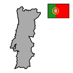 Pictograma do mapa de Portugal coa súa bandeira