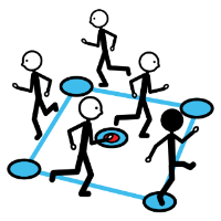 Xogo grupal (Arasaac) Pictograma con persoas a xogar en grupo