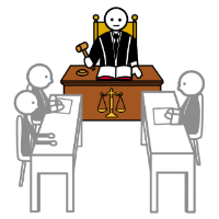 Xuízo (Arasaac) Xuízo nunha sala dun xulgado