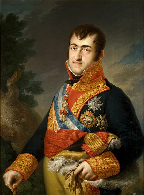 É un retrato do rei Fernando VII de España, atópase vestido co uniforme de capitán do exército español