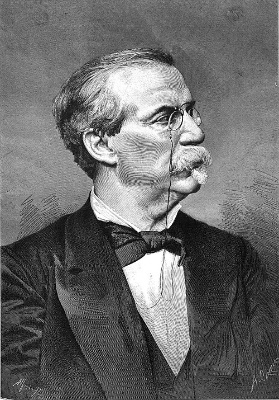 É un gravado du retrato de perfil de Cánovas do Castillo, onde se ven as súas lentes e cunha gravata bolboreta.