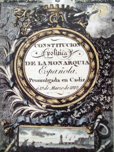 Imaxe da portada da Constitución de Cádiz de 1812