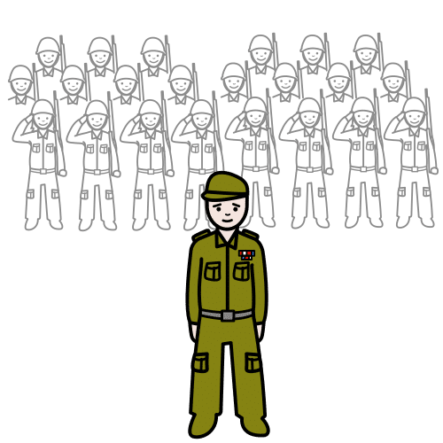 Imaxe dun xeneral representando unha ditadura.