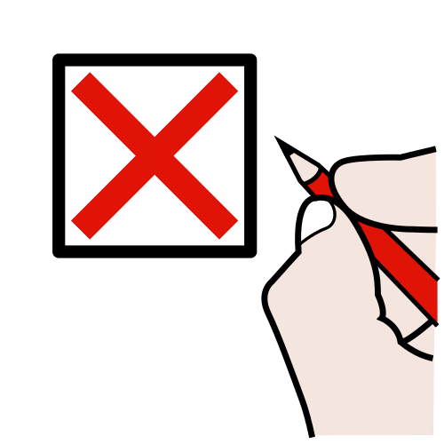 Imaxe na que se aprecia unha cruz, como se houbesen cancelado algo ou tachado.