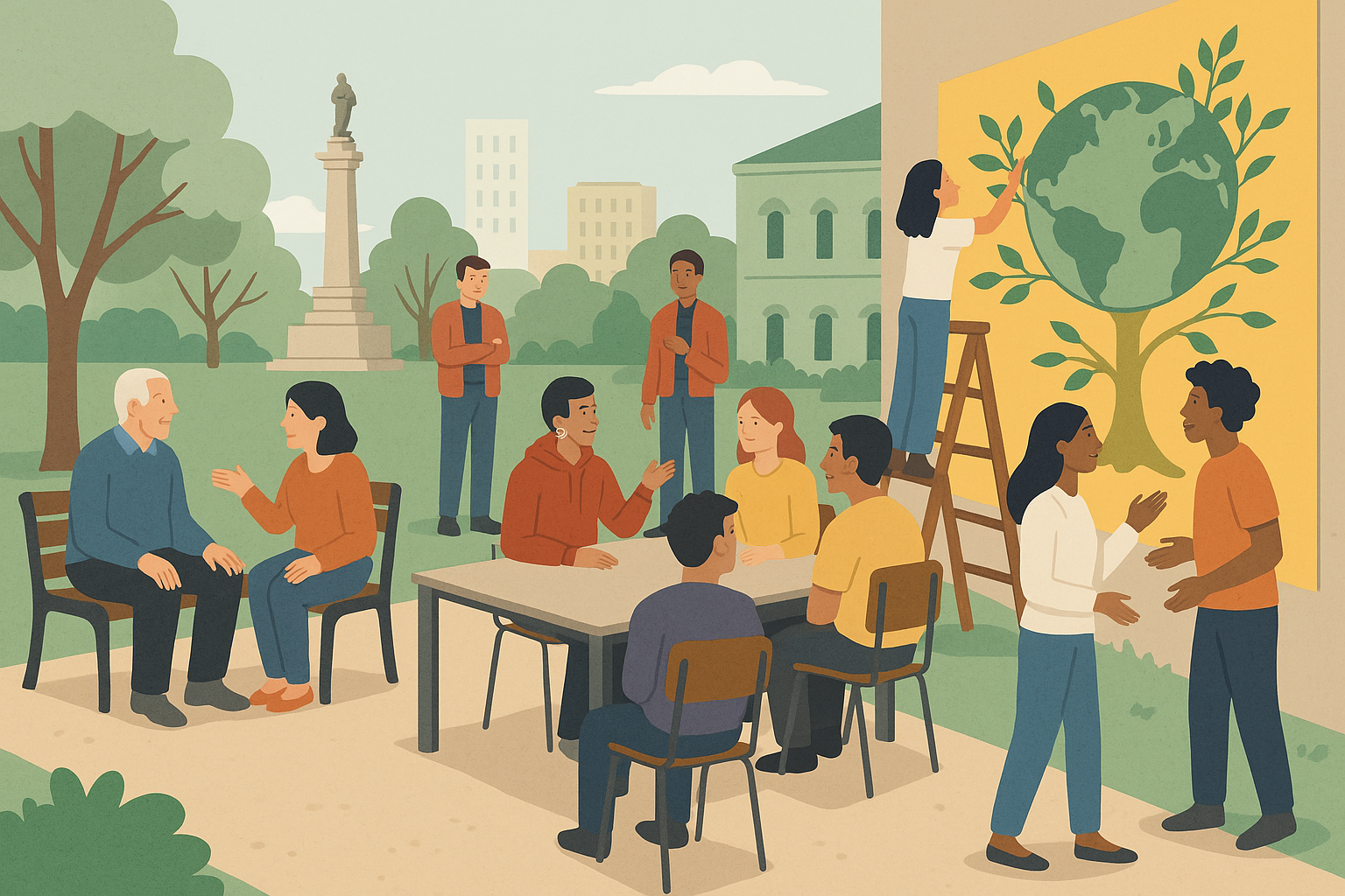 Imaxe dunha cidade na que a xente participa