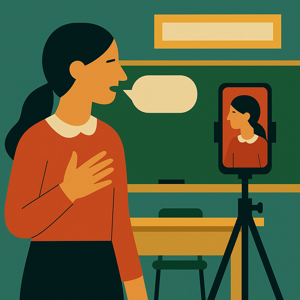 Ilustración de alumnado gravándose