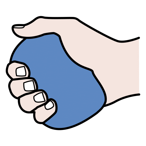 Pictograma que representa unha man agarrando con forza unha esponxa