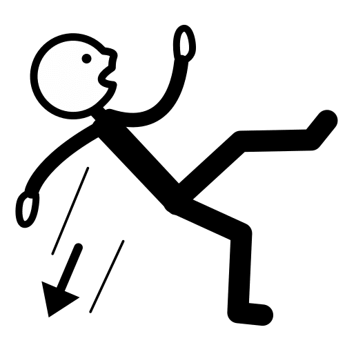 Pictograma que representa unha persoa esbarando