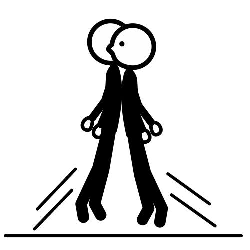 Pictograma que representa dúas persoas chocando as súas cabezas