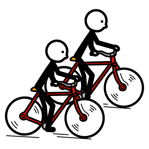 Pictograma que representa a dous nenos en bicicleta