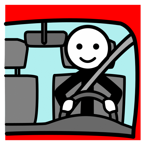 Pictograma que representa unha persoa conducindo un coche
