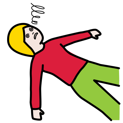 Pictograma que representa unha persoa que perdeu o coñecemento e está tirada no chan