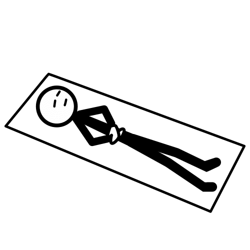 Pictograma que representa a unha persoa sobre padiola semellando morta