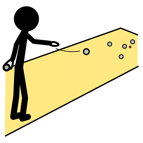 Pictograma que representa a unha persoa lanzando durante o xogo da petanca