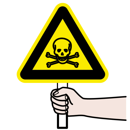 Pictograma que representa unha sinal de perigo cunha caveira