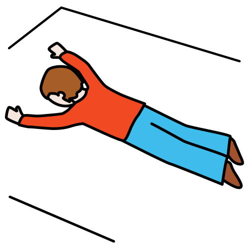 Pictograma que representa un neno boca abaixo tirado no chan