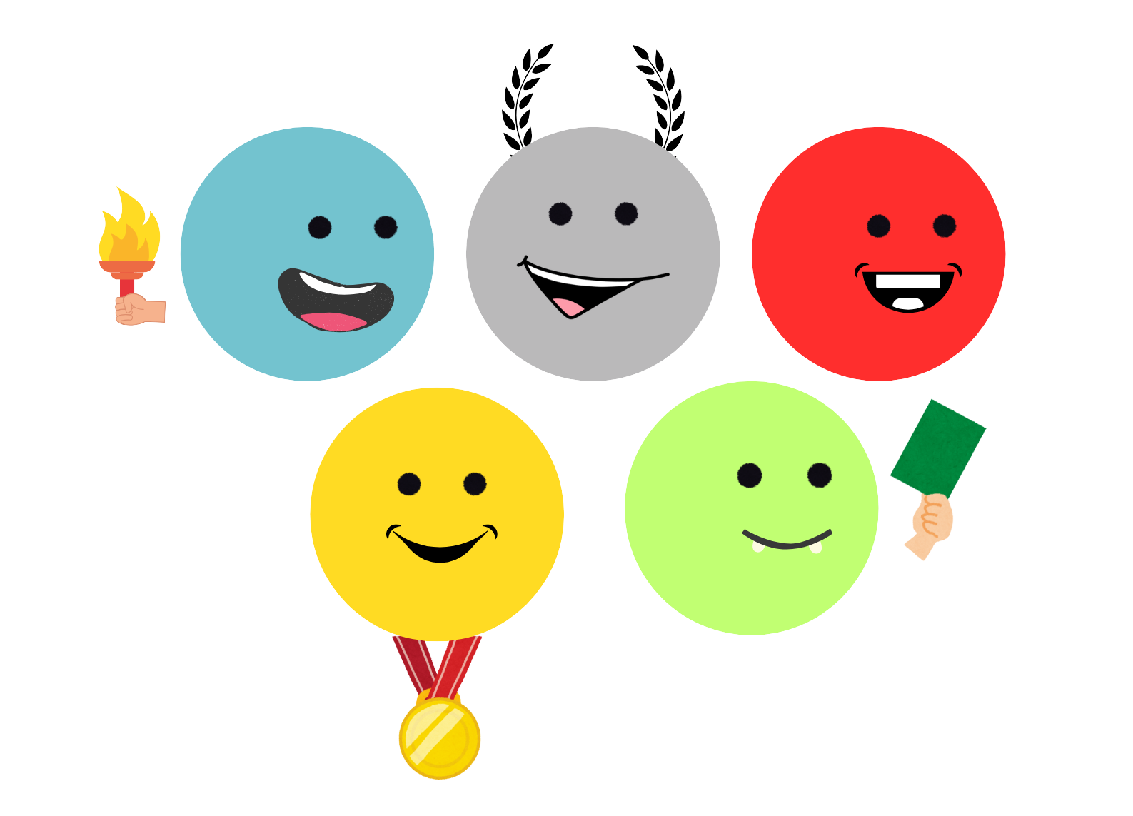 Debuxo que amosa a un grupo de deportistas