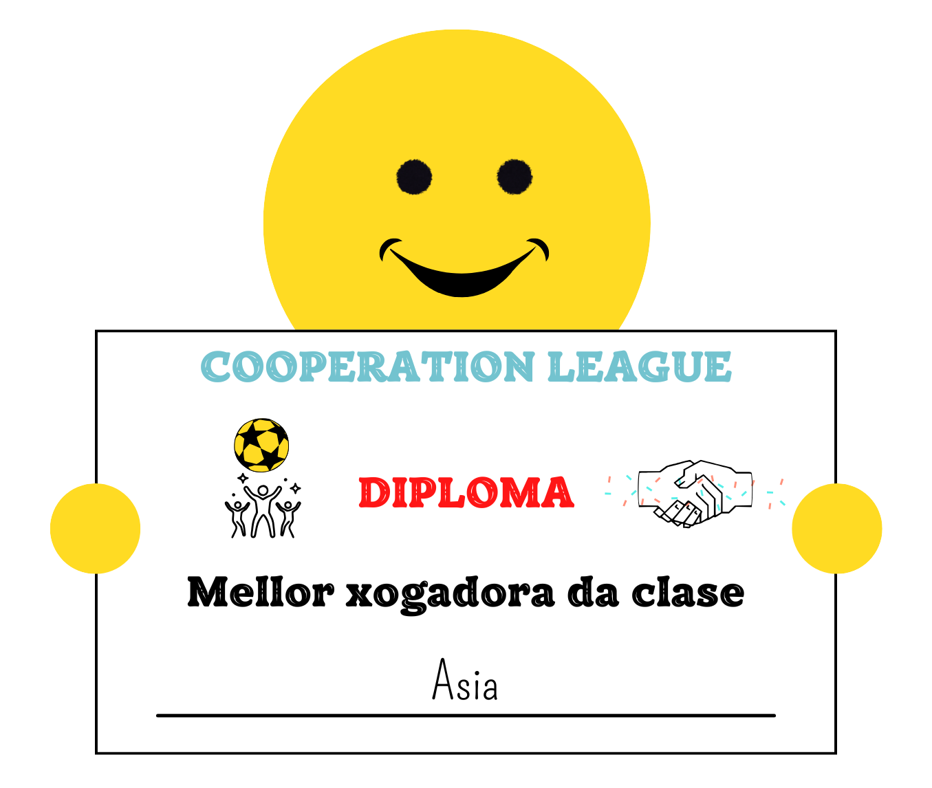 Debuxo que amosa un diploma de mellor xogadora