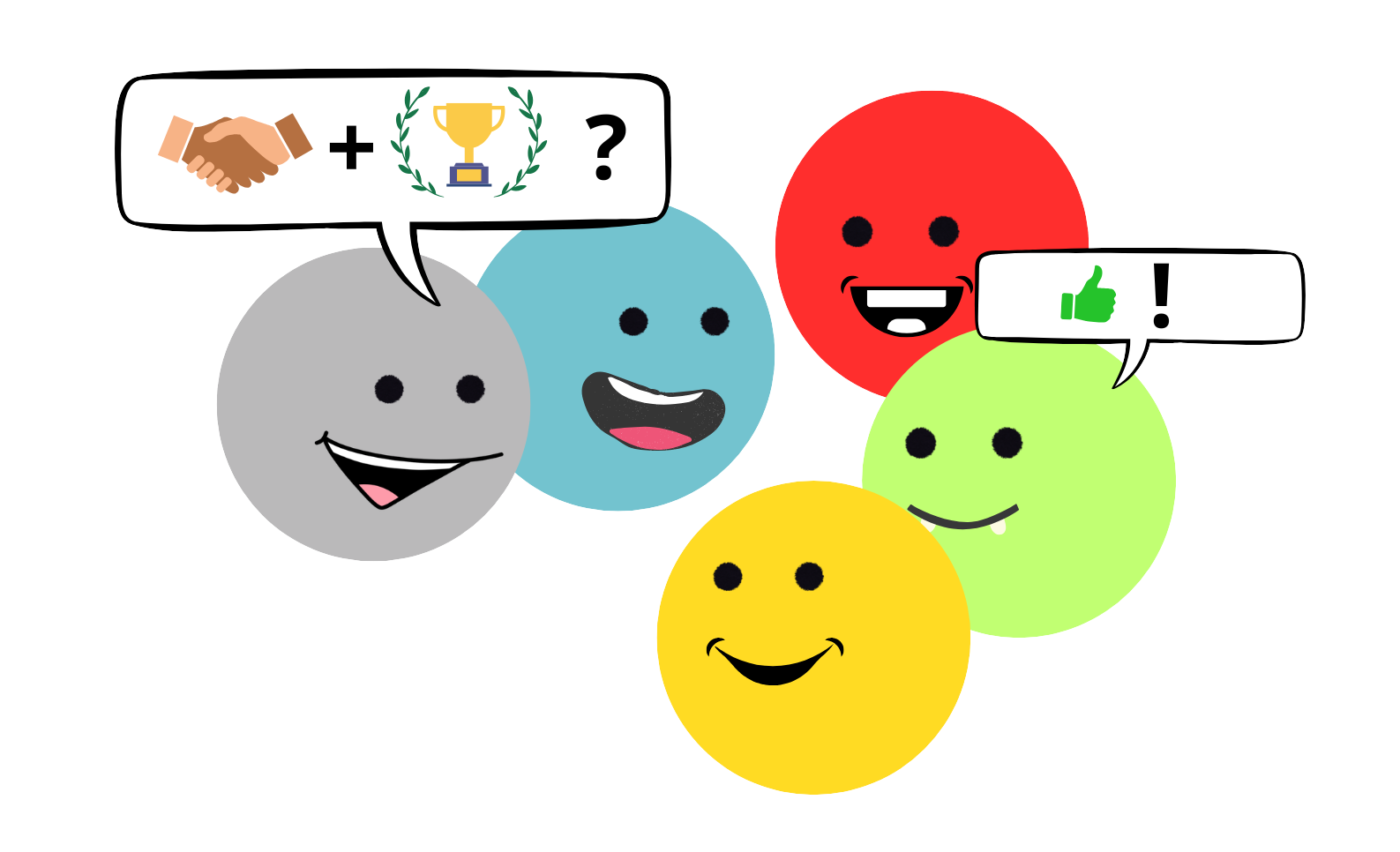 Debuxo que amosa a un grupo falando