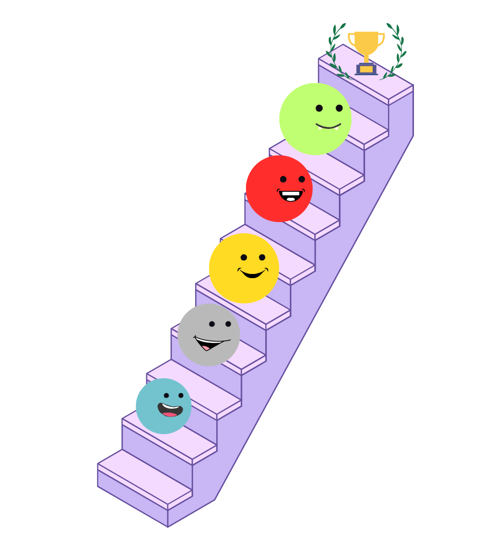Debuxo que amosa a un equipo conseguindo un obxectivo