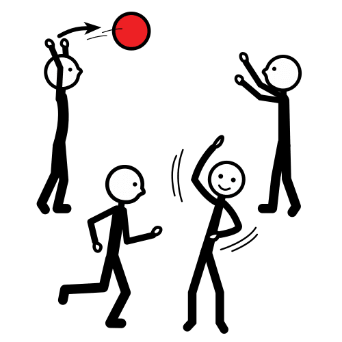 Pictograma que representa a varias persoas xogando cunha pelota