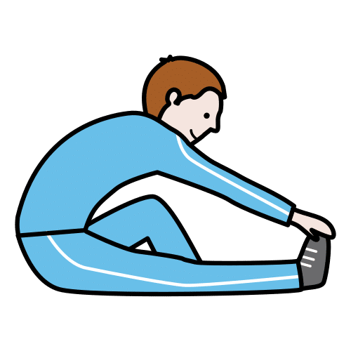 Pictograma que representa a unha persoa estirando unha perna