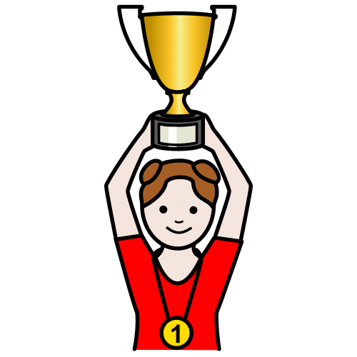 Pictograma que representa a unha nena gañando unha competición