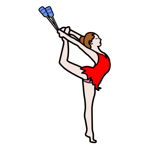 Pictograma que representa a unha ximnasta facendo un exercicio de flexibilidade