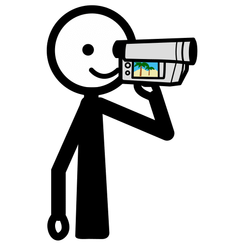 Vídeo Pictograma que representa a unha persoa gravando cunha cámara de vídeo