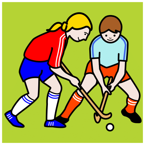 Pictograma que representa a dúas chicas xogando ao floorball