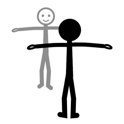 Pictograma que representa a dúas persoas unha enfronte doutra que fan os mesmos movementos