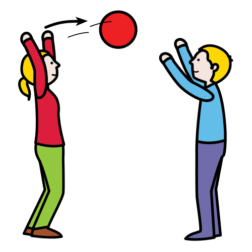 Pictograma que representa a dúas persoas pasándose unha pelota