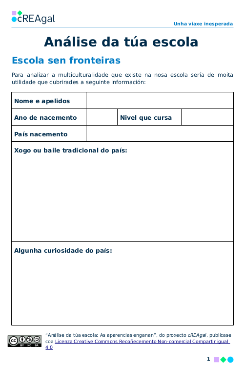 Imaxe da ficha que debe cubrir o alumnado sobre o lugar de nacemento