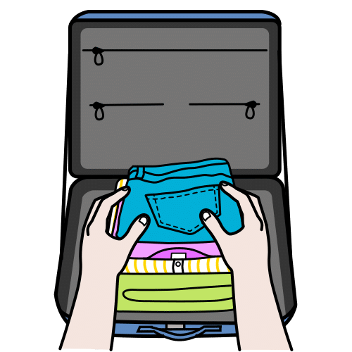 Pictograma que representa unha persoa facendo unha maleta