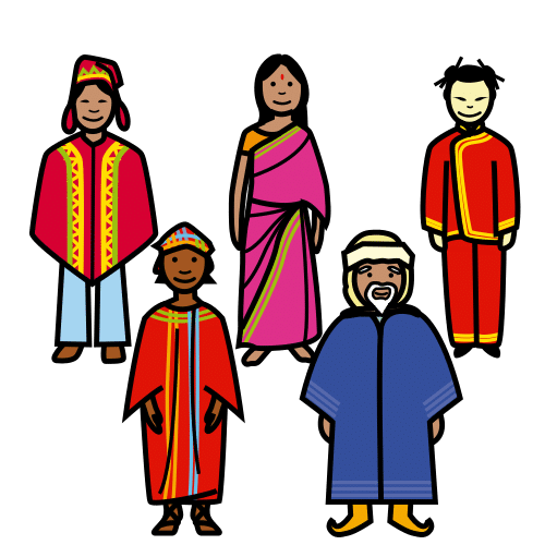 Pictograma que representa a persoas de diferentes culturas
