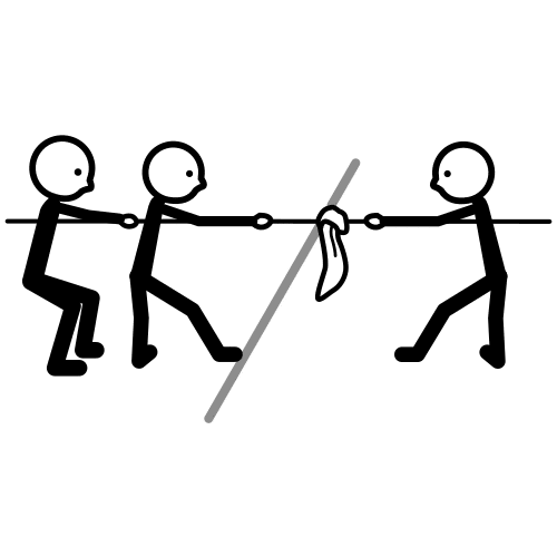 Pictograma que representa a dúas persoas tirando da corda cada un cara o seu lado