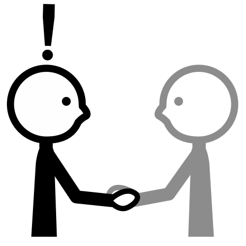 Pictograma que representa a dúas persoas dándose a man