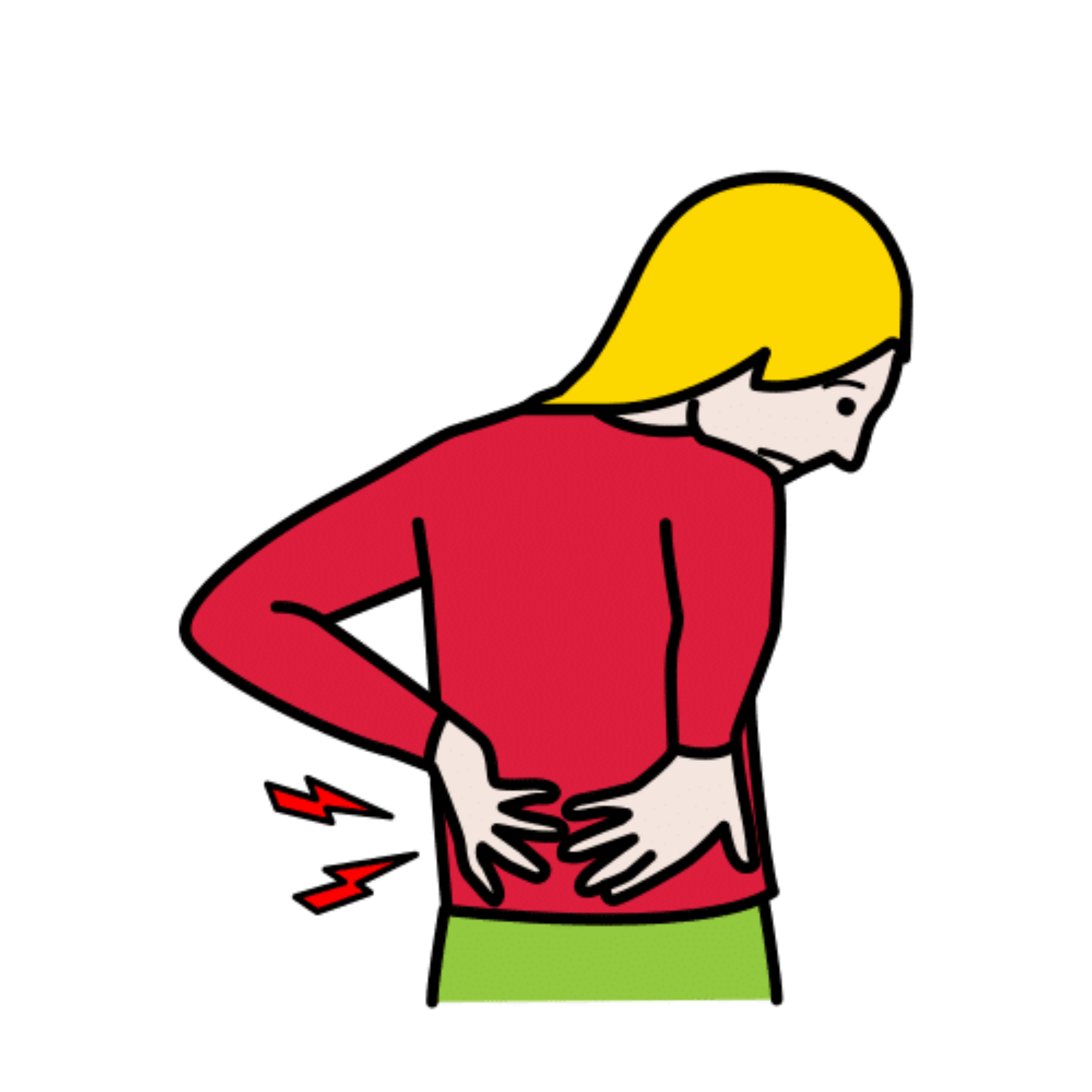 Pictograma dunha persoa botando as mans ás costas con dor